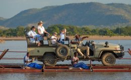Family safari Robin Pope Safaris car ferry in Zambia - family safari experiences 