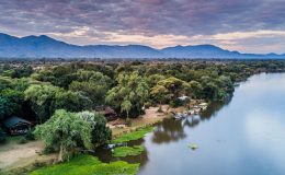 Chiawa Camp aerial by the river