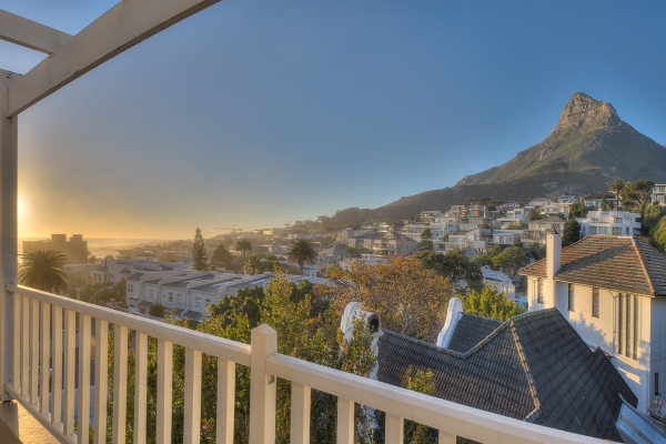 The balcony view from Sea Five, looking on to Lion's Head, Cape Town