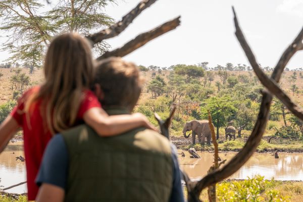 Rock hide watching elephant