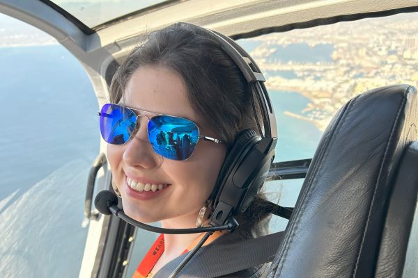 Emily enjoyed a helicopter flight in Cape Town